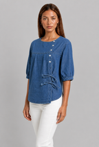 Denim Blouse with Tie Detail