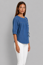 Denim Blouse with Tie Detail