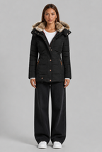 Puffer Coat with Fur Hood