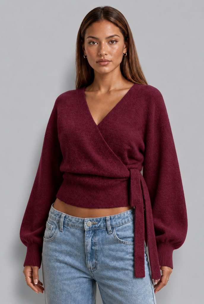 Wrap Jumper with Tie Waist