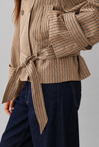 Gingham Trench Jacket with Belt