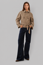 Gingham Trench Jacket with Belt