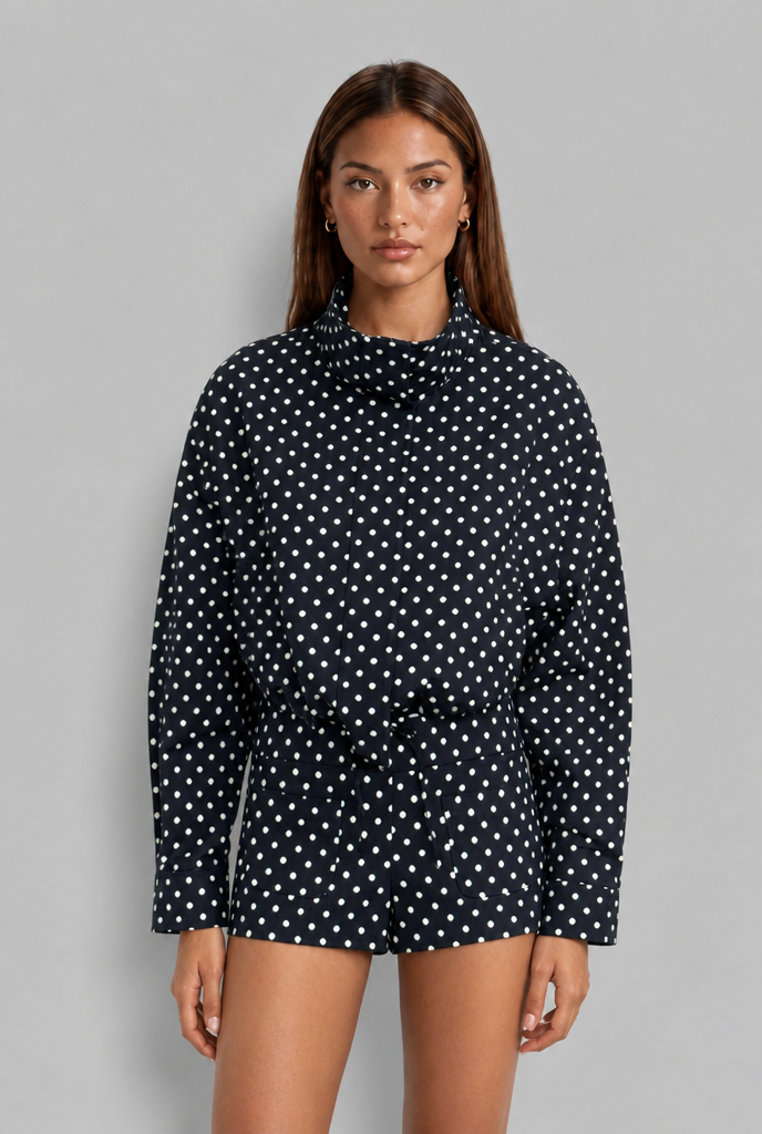 Polka Dot Jacket & Shorts Set