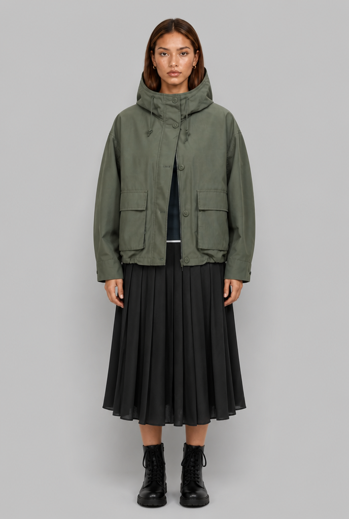Hooded Jacket with Patch Pockets