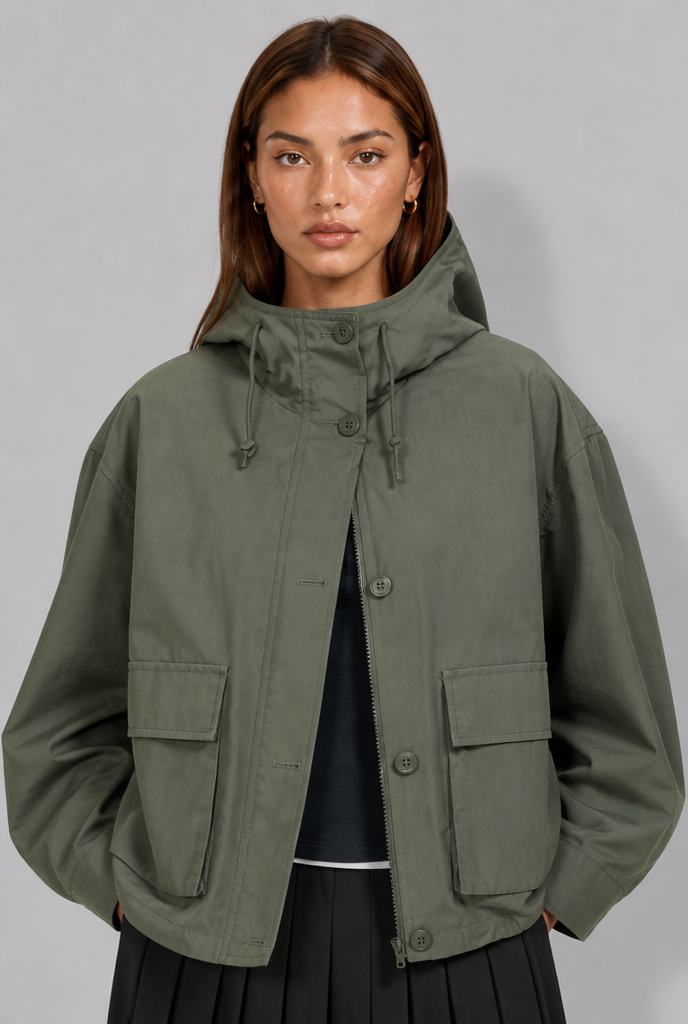 Hooded Jacket with Patch Pockets