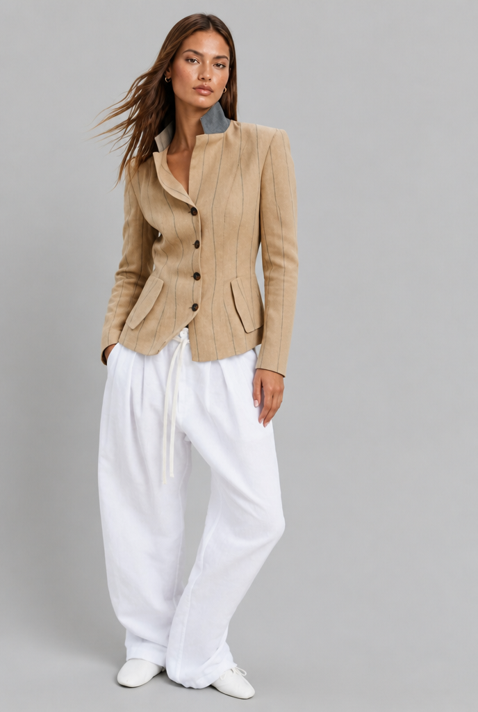 Fitted Pinstripe Blazer