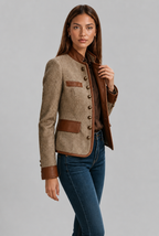 Tweed Jacket with Leather Trim