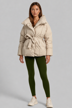 Puffer Coat with Belted Waist