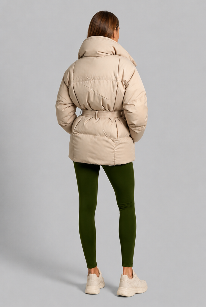 Puffer Coat with Belted Waist