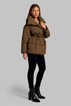 Puffer Coat with Belted Waist