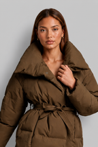Puffer Coat with Belted Waist