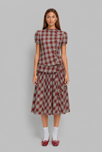 Plaid Blouse with Asymmetric Buttons