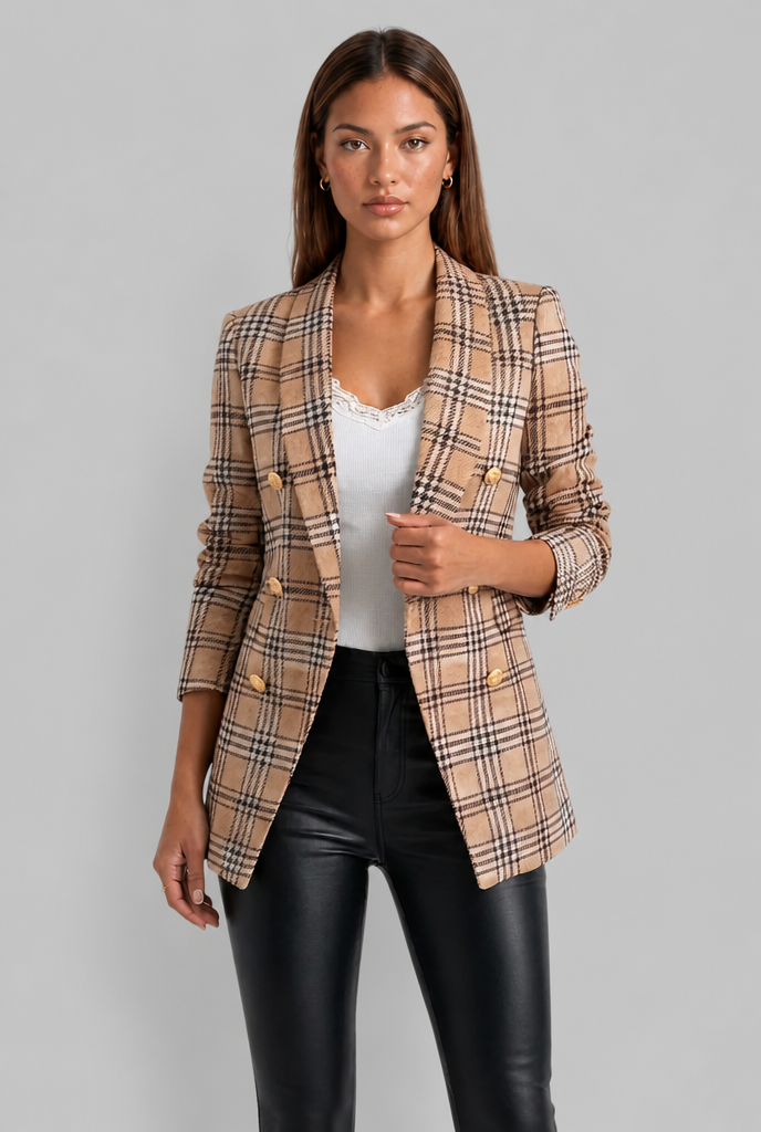 Double Breasted Blazer with Gold Buttons