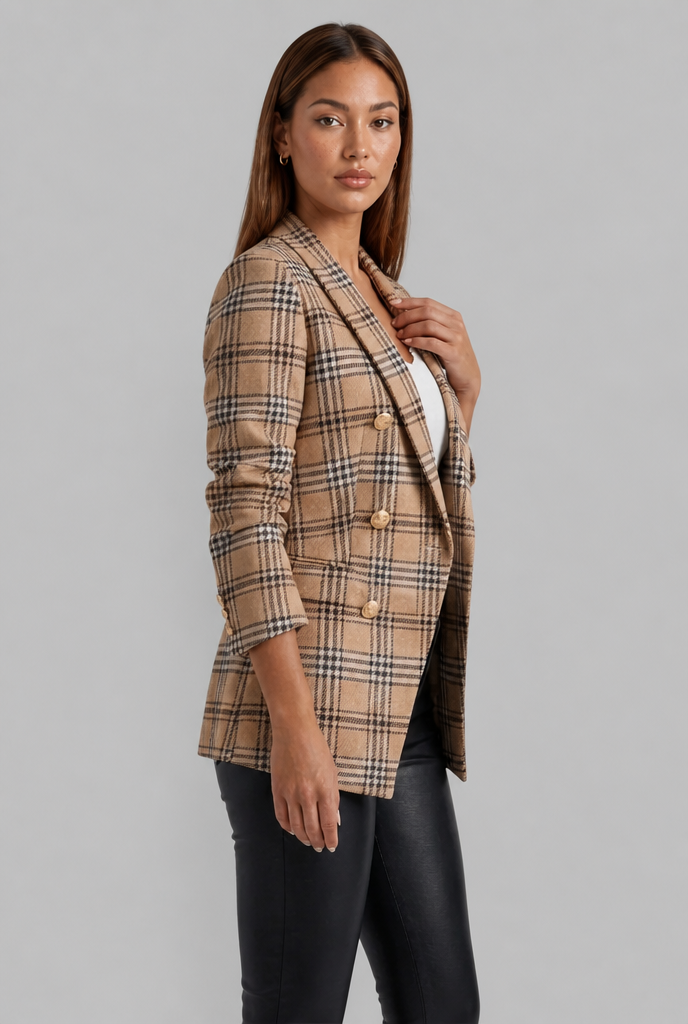 Double Breasted Blazer with Gold Buttons