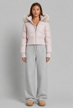 Cropped Puffer Jacket with Fur Hood