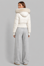 Cropped Puffer Jacket with Fur Hood