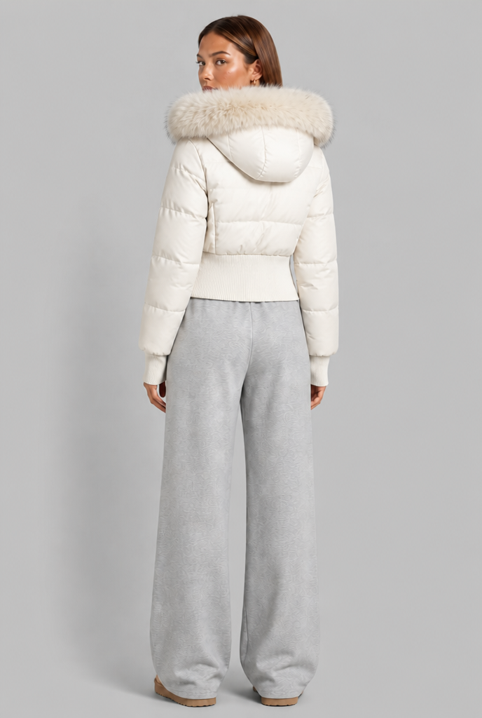 Cropped Puffer Jacket with Fur Hood