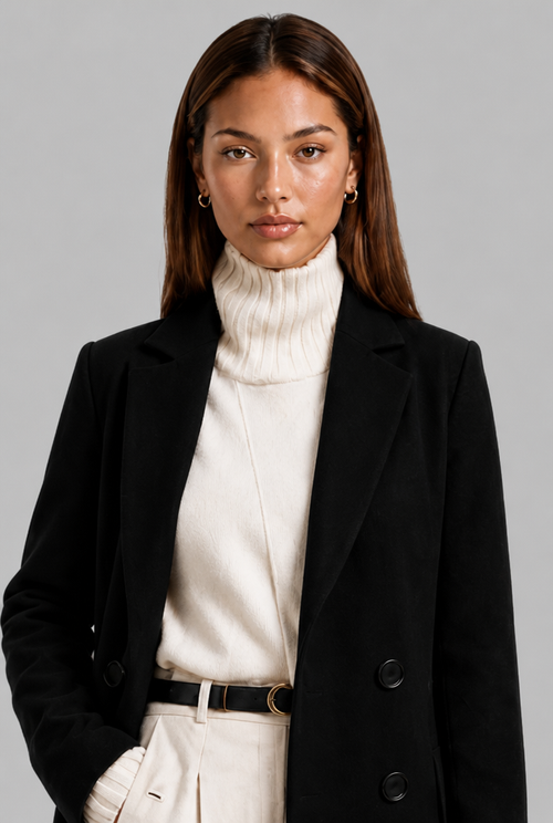 Longline Double-Breasted Wool Coat