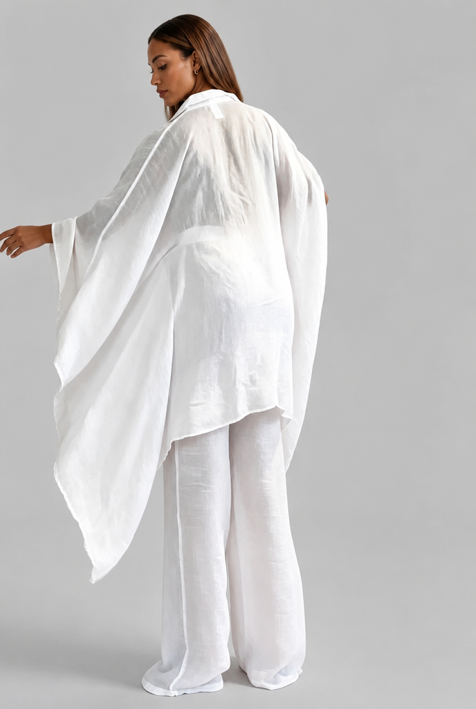 Linen Blouse & Wide Leg Trouser Set