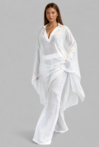 Linen Blouse & Wide Leg Trouser Set