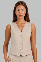 Linen Waistcoat & Wide Leg Trouser Set