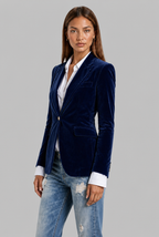 Velvet Blazer with Gold Button
