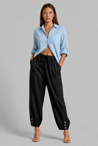 Cropped Trousers with Button Cuff