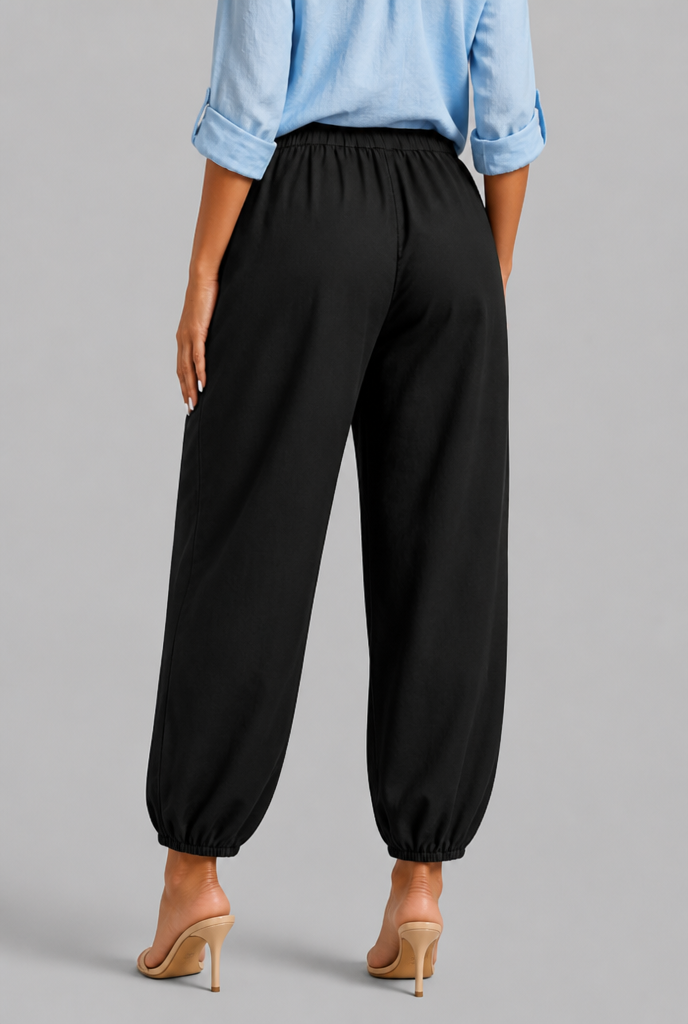 Cropped Trousers with Button Cuff
