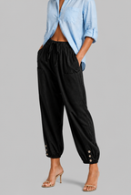 Cropped Trousers with Button Cuff