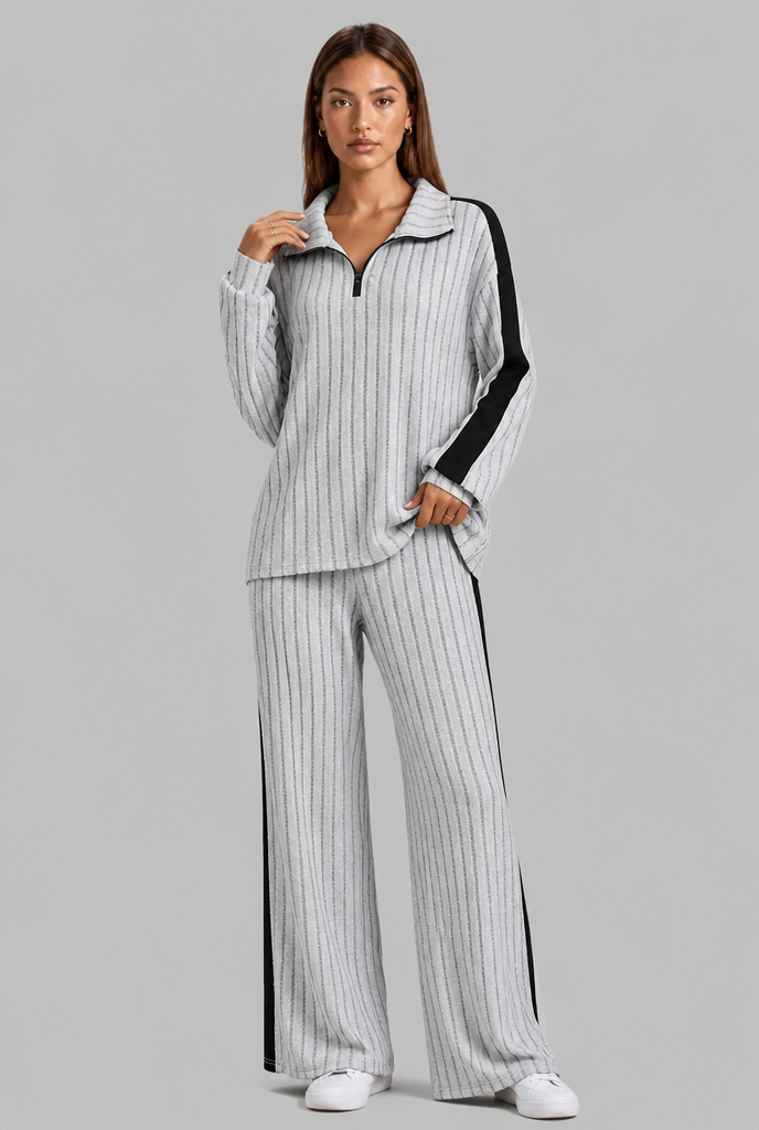 Knitted Co-Ord Set with Side Stripe