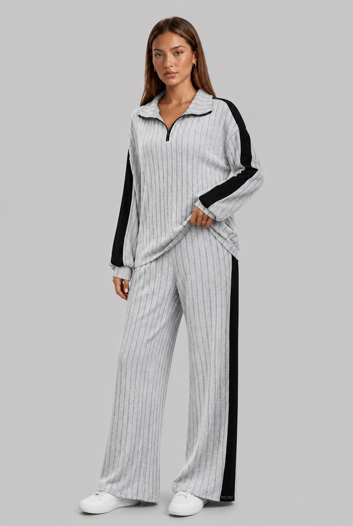 Knitted Co-Ord Set with Side Stripe
