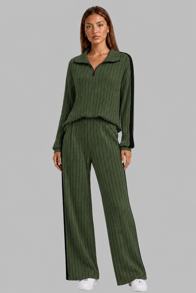 Knitted Co-Ord Set with Side Stripe