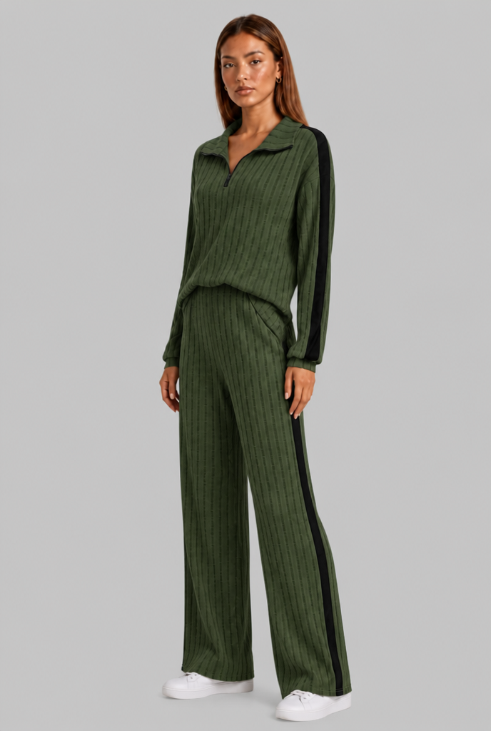 Knitted Co-Ord Set with Side Stripe