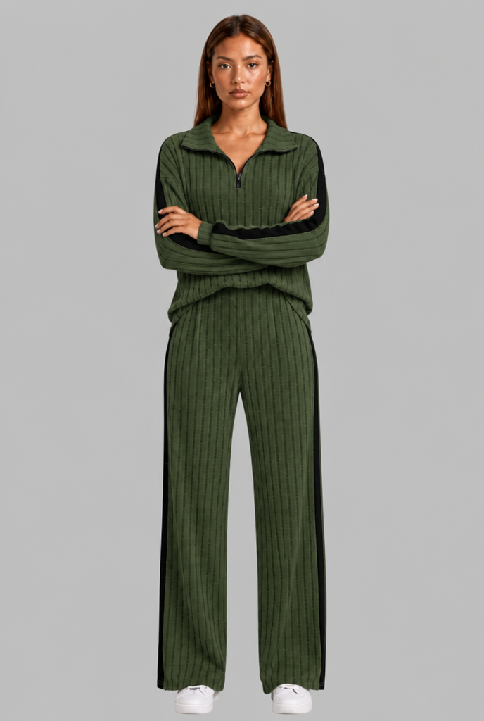 Knitted Co-Ord Set with Side Stripe