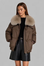 Oversized Puffer Jacket with Fur Hood