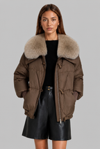 Oversized Puffer Jacket with Fur Hood