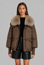 Oversized Puffer Jacket with Fur Hood