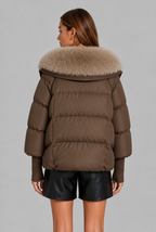 Oversized Puffer Jacket with Fur Hood
