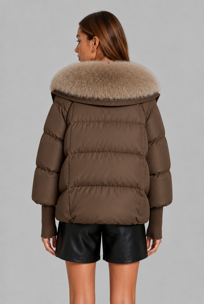 Oversized Puffer Jacket with Fur Hood