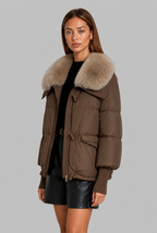 Oversized Puffer Jacket with Fur Hood
