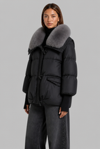 Oversized Puffer Jacket with Fur Hood