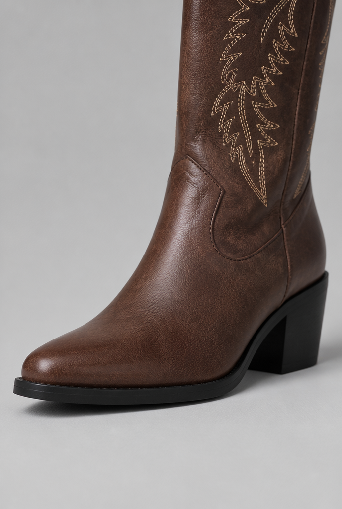 Cowboy Boots with Embroidered Stitching