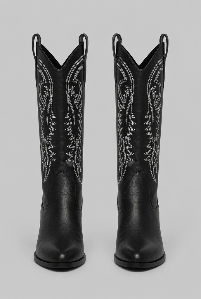 Cowboy Boots with Embroidered Stitching