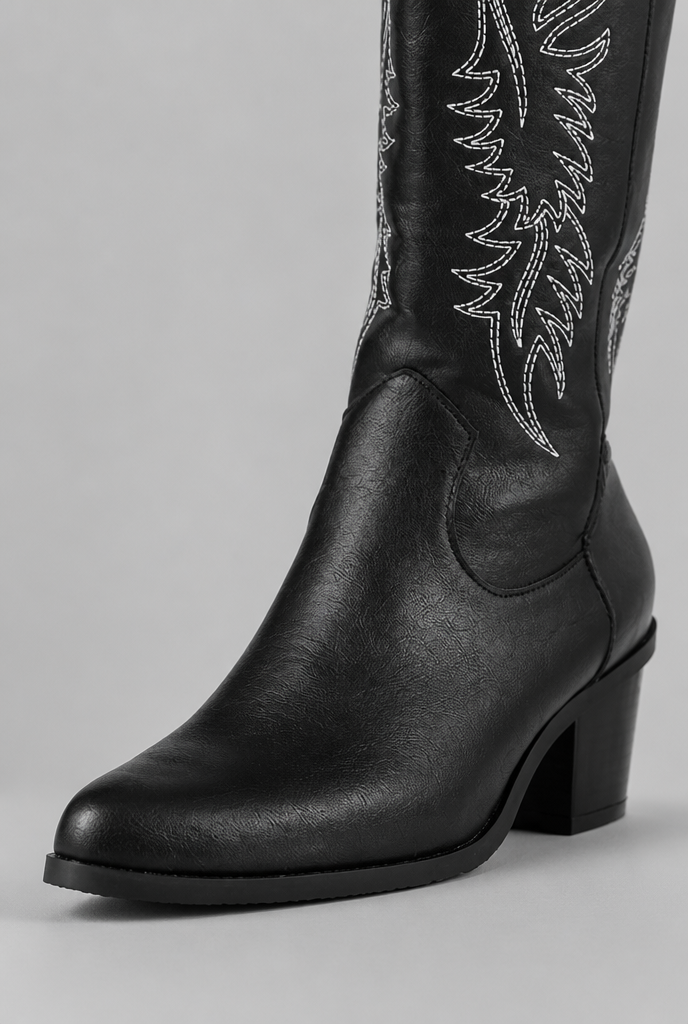 Cowboy Boots with Embroidered Stitching