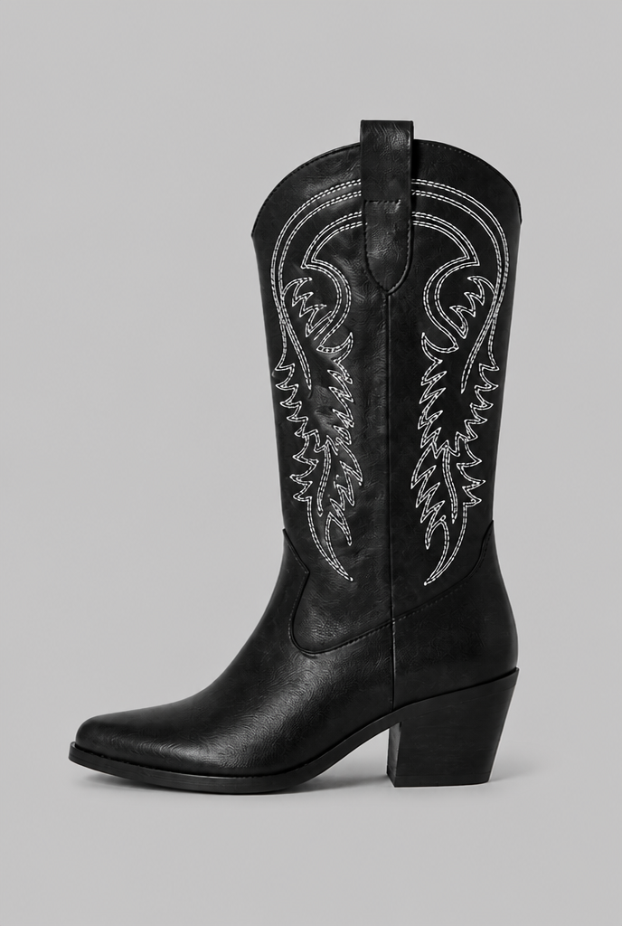 Cowboy Boots with Embroidered Stitching