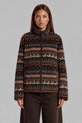 Patterned Fleece Jacket with Funnel Neck