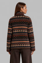 Patterned Fleece Jacket with Funnel Neck