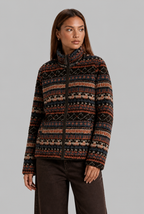 Patterned Fleece Jacket with Funnel Neck