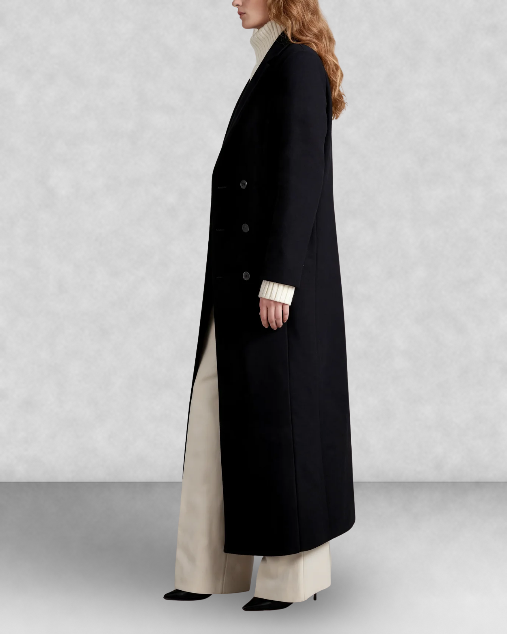 Longline Double-Breasted Wool Coat