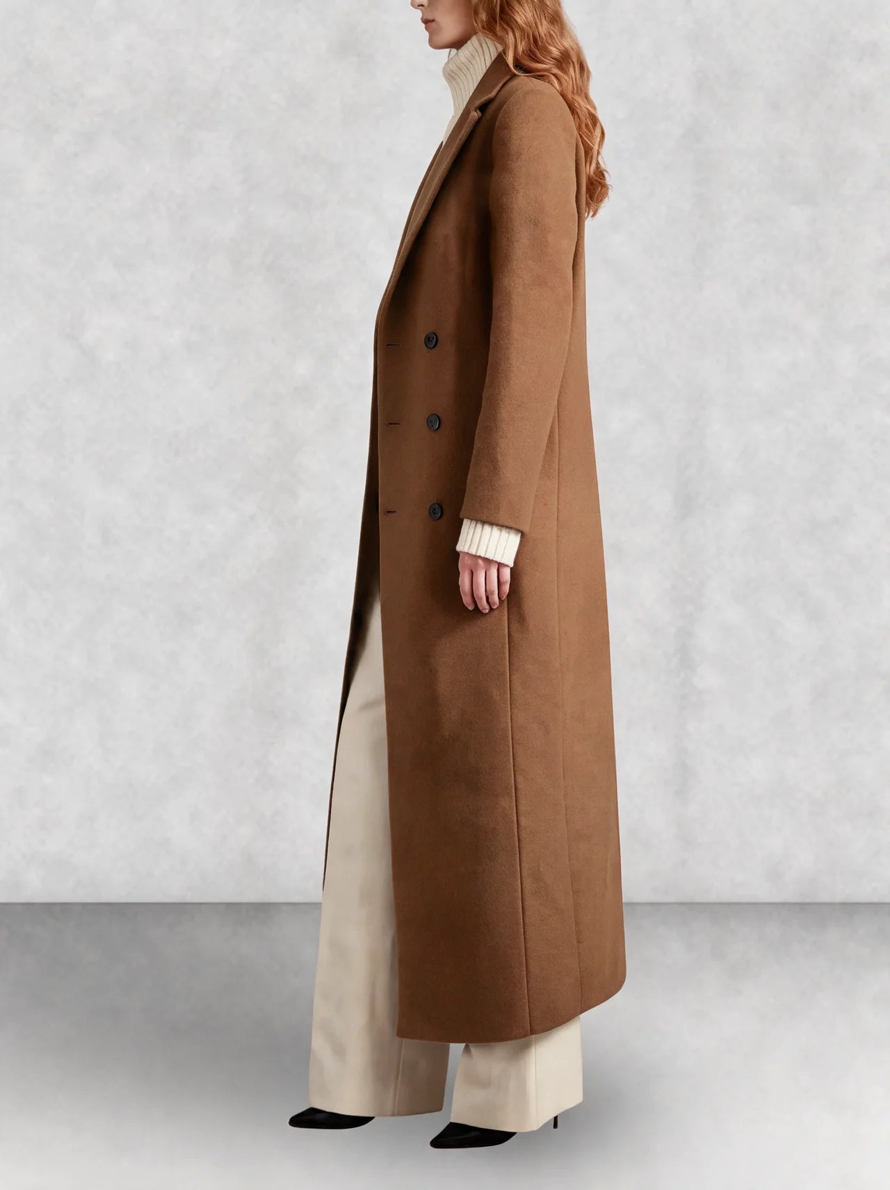 Longline Double-Breasted Wool Coat
